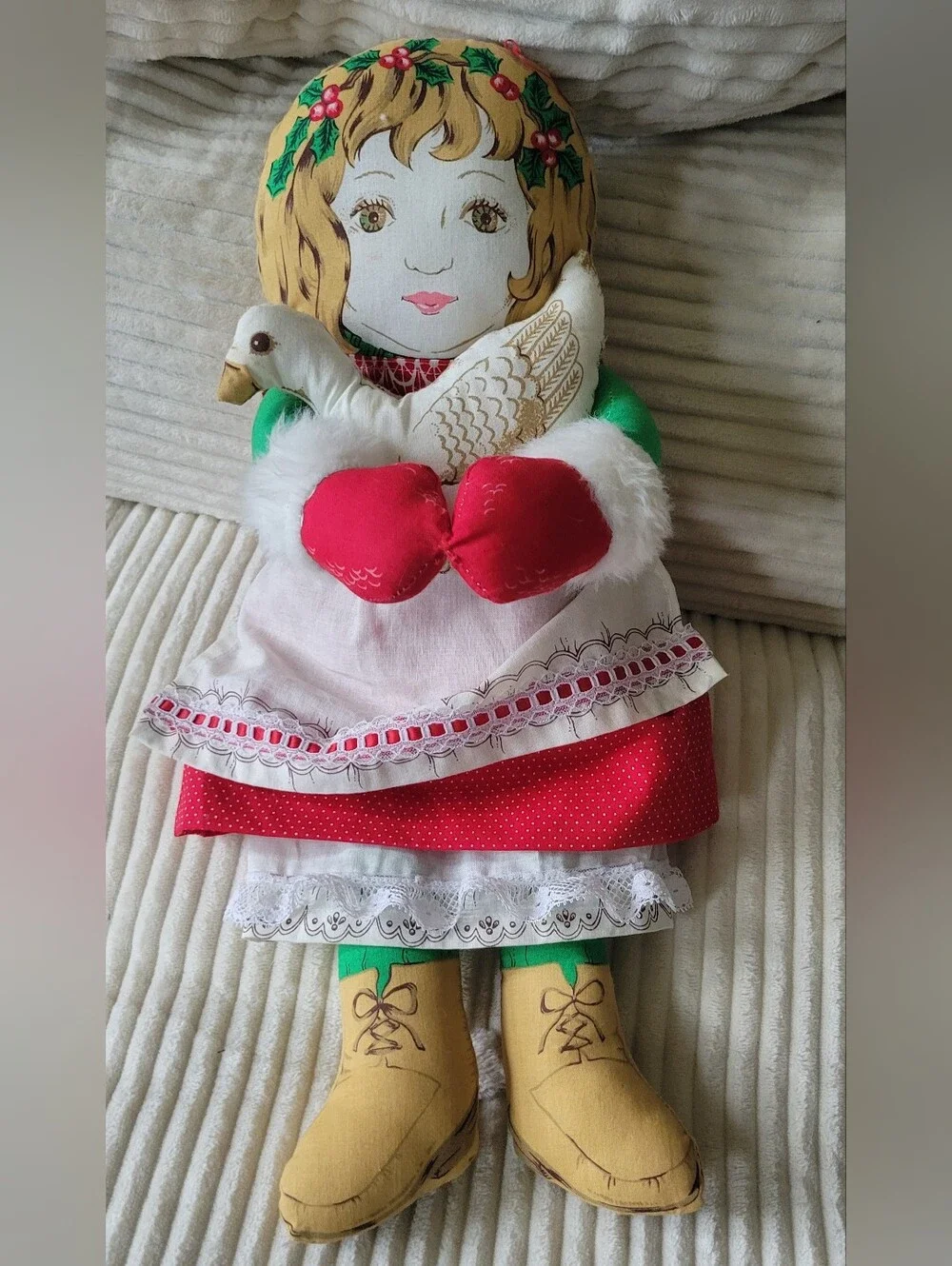 Vintage Doll Holding White Goose